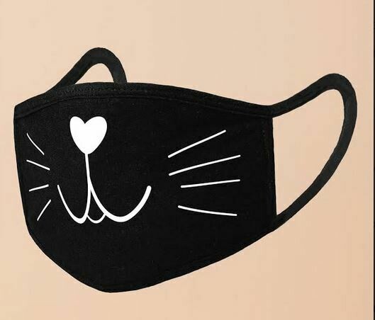 Black Cotton Cat Facemask