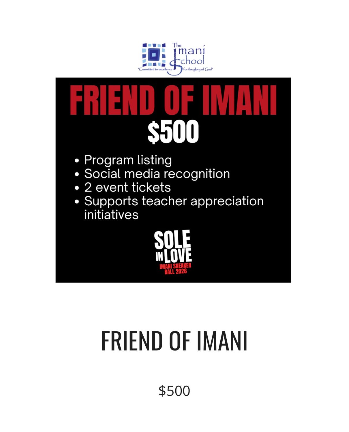 Friend of Imani Sponsorship