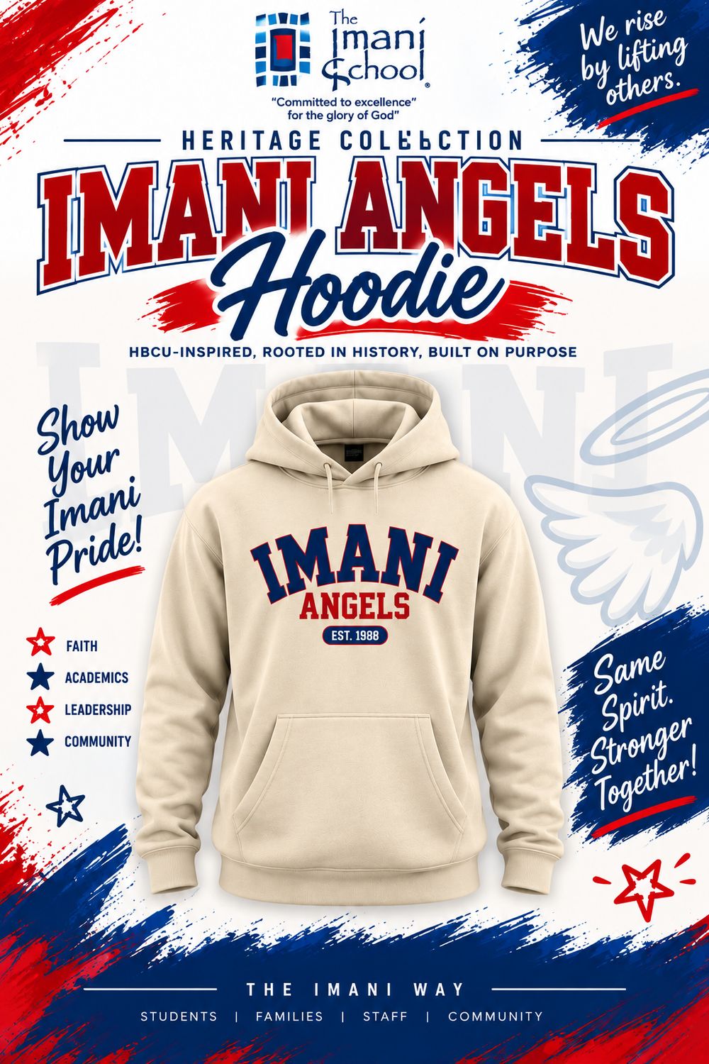 Imani Angels Hoodie - CREAM - Heritage Collection - ADULT SIZES ONLY IN CREAM!