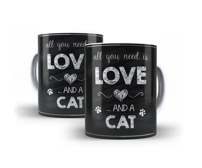 Caneca Porcelana Love and Cat