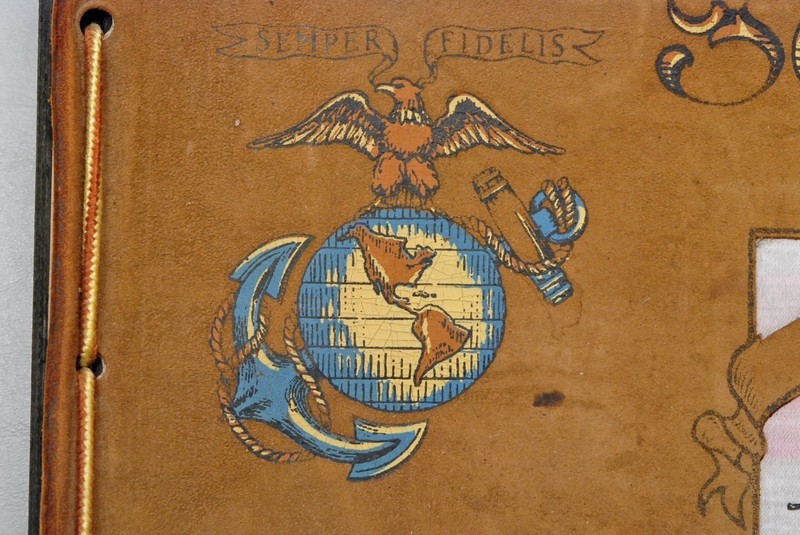 WWII U.S. MARINE CORPS LEATHER COVERED SERVICE ALBUM