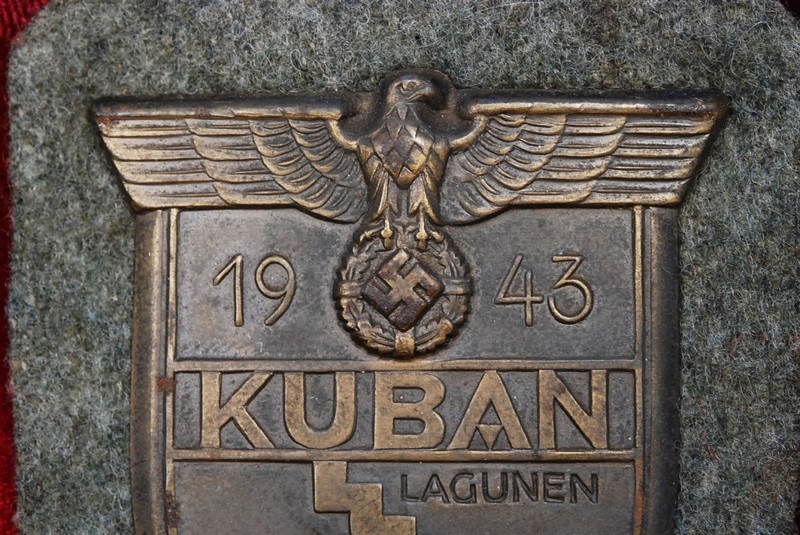 WWII GERMAN KUBAN SHIELD ON ARMY BACKING