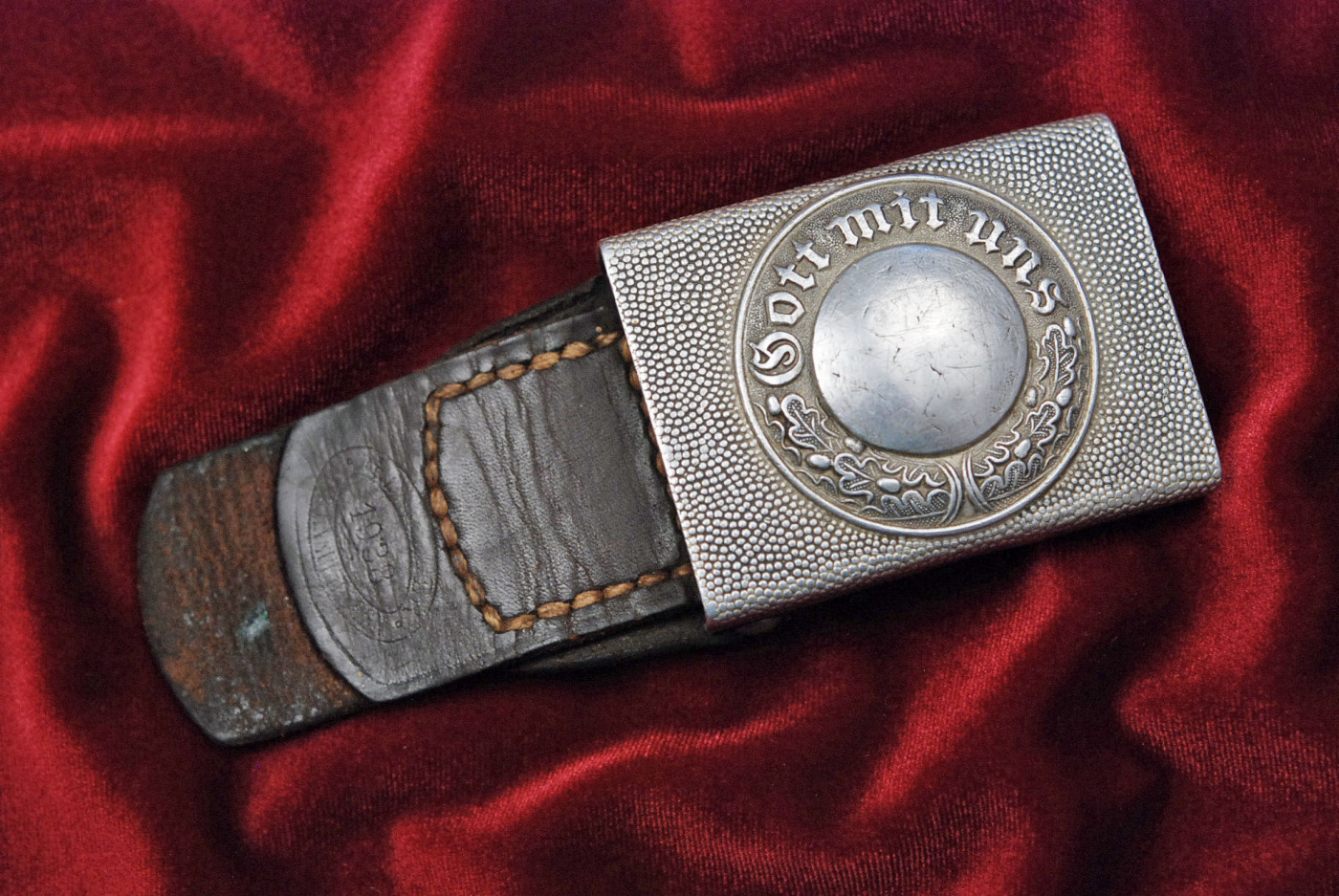 WWII GERMAN POLICE BUCKLE w/TAB - DATED 1938 &amp; DE-NAZIFIED FOR POLICE OCCUPATION USE