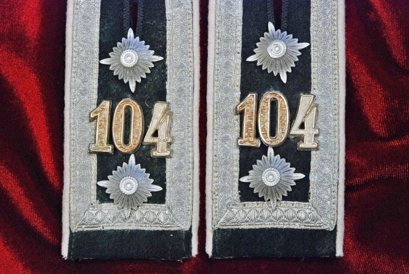 WWII GERMAN INFANTRY OBERFELDWEBEL SHOULDER BOARDS TO 104th REGIMENT - MATCHED SET