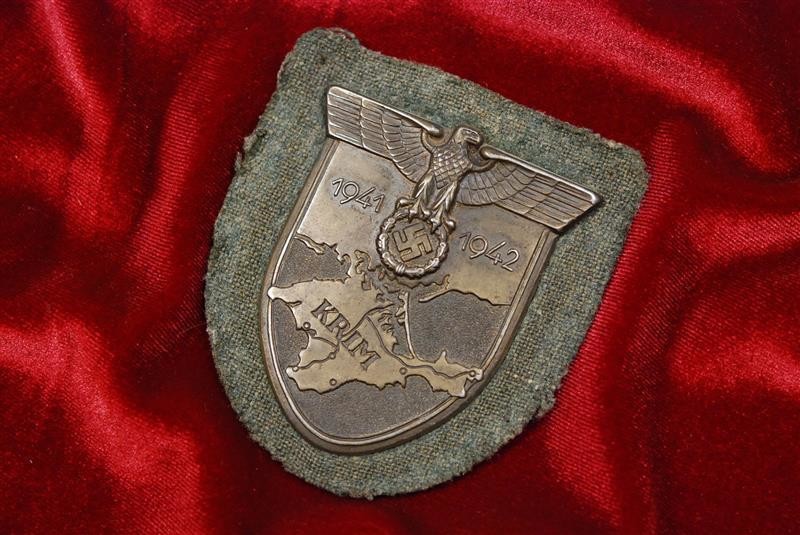 WWII GERMAN KRIM SHIELD w/ARMY BACKING - UNIFORM REMOVED