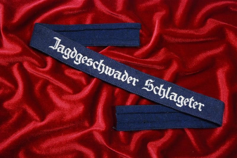WWII GERMAN LUFTWAFFE JADGESCHWADER SCHLAGETER CUFF TITLE