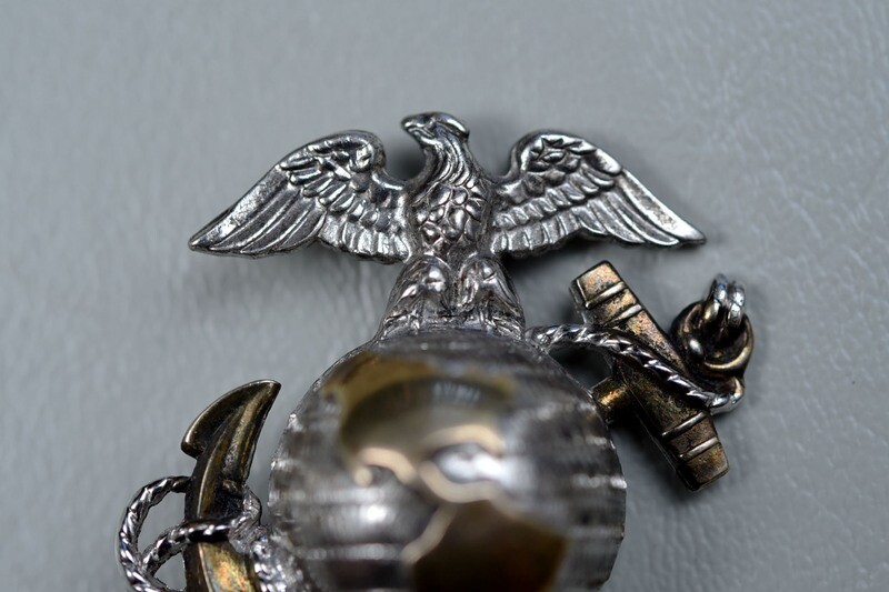 WWII U.S. MARINE CORPS OFFICER'S DRESS BLUES LEFT SIDE COLLAR EG&A BY H&H - PIN BACK