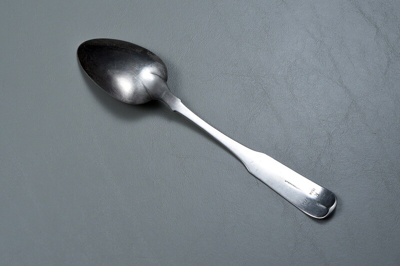 CIVIL WAR PERIOD LARGE SILVER SPOON w/MONOGRAM - MARKED & DATED