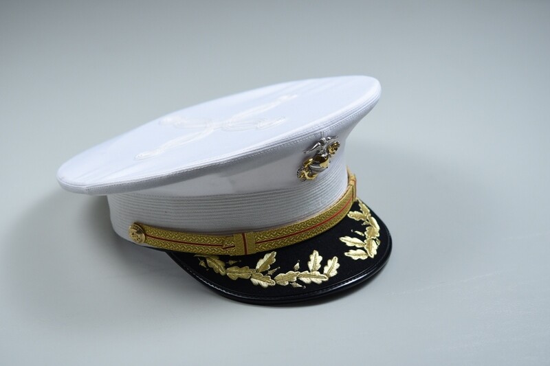 VIETNAM WAR U.S. MARINE CORPS OFFICER DRESS BLUE WHITE VISOR HAT