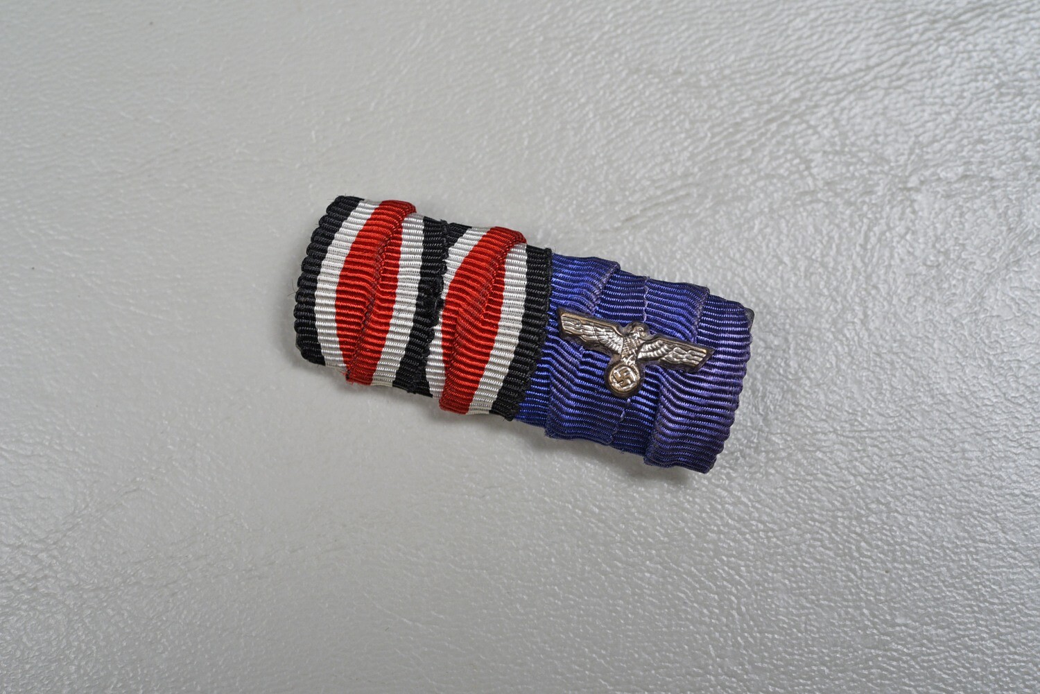 WWII GERMAN 1939 IRON CROSS 2-PLACE RIBBON BAR - DOUBLE DRAPED RIBBONS