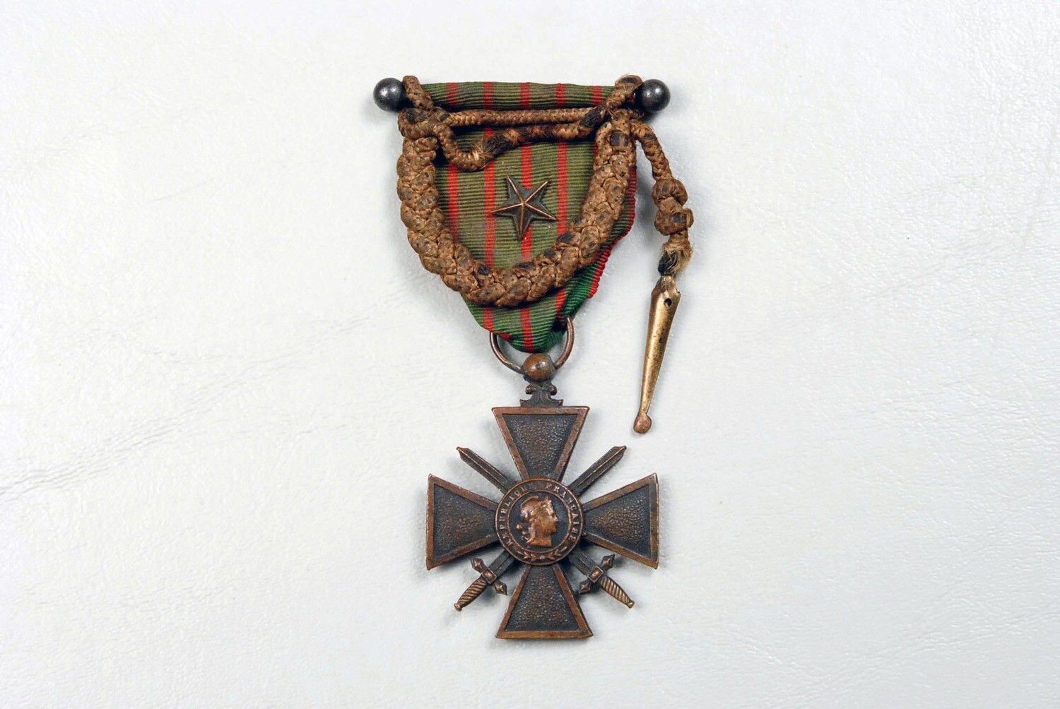 WWI FRENCH CROIX DE GUERRE w/STAR &amp; MINI FOURRAGERE 1914-1916