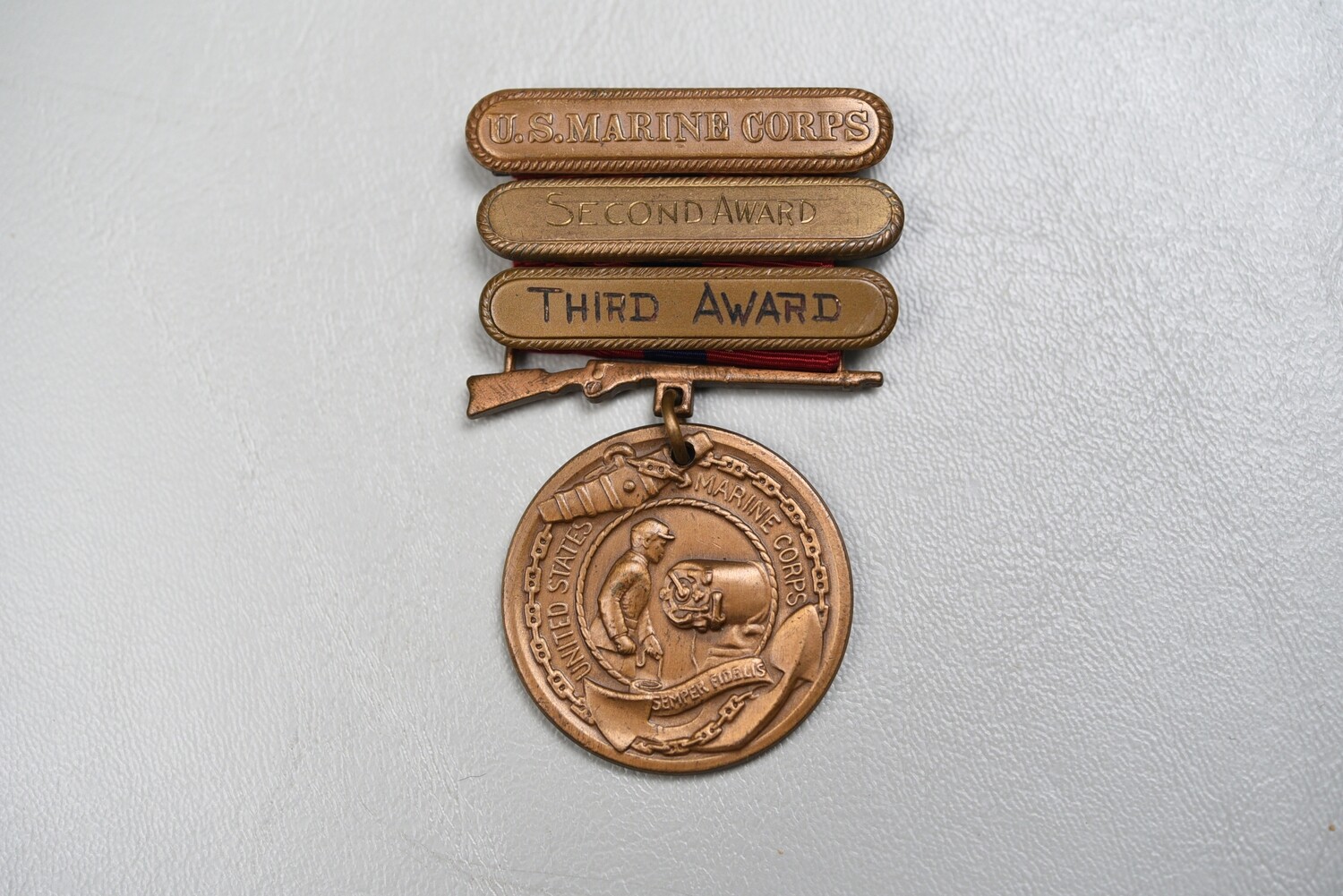WWII U.S.M.C. GOOD CONDUCT MEDAL TO BUD HIBBS 1939-1945 w/2nd &amp; 3rd AWARD BARS