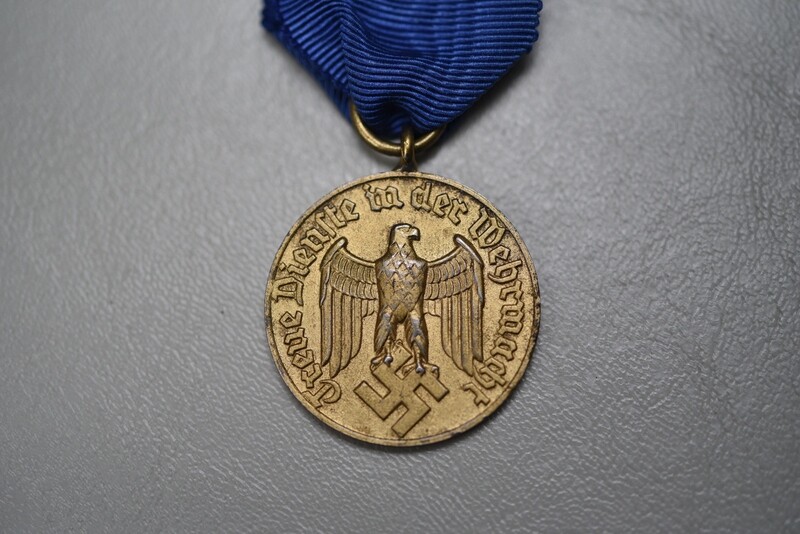 WWII GERMAN WEHRMACHT 12 YEAR SERVICE MEDAL w/RIBBON BAR &amp; BOUTONNIERE