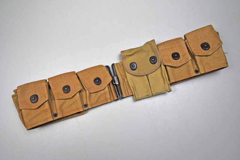 WWI U.S. MODEL 1918 MOUNTED CARTRIDGE BELT w/.45 CLIP POUCH - NEAR MINT