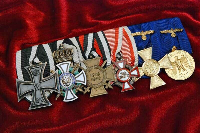 WWI/WWII GERMAN 6 PLACE MEDAL BAR AWARDED TO GENERAL DEITRICH VON SAUCKEN – 27th RECIPIENT OF OAK LEAVES, SWORDS &amp; DIAMONDS