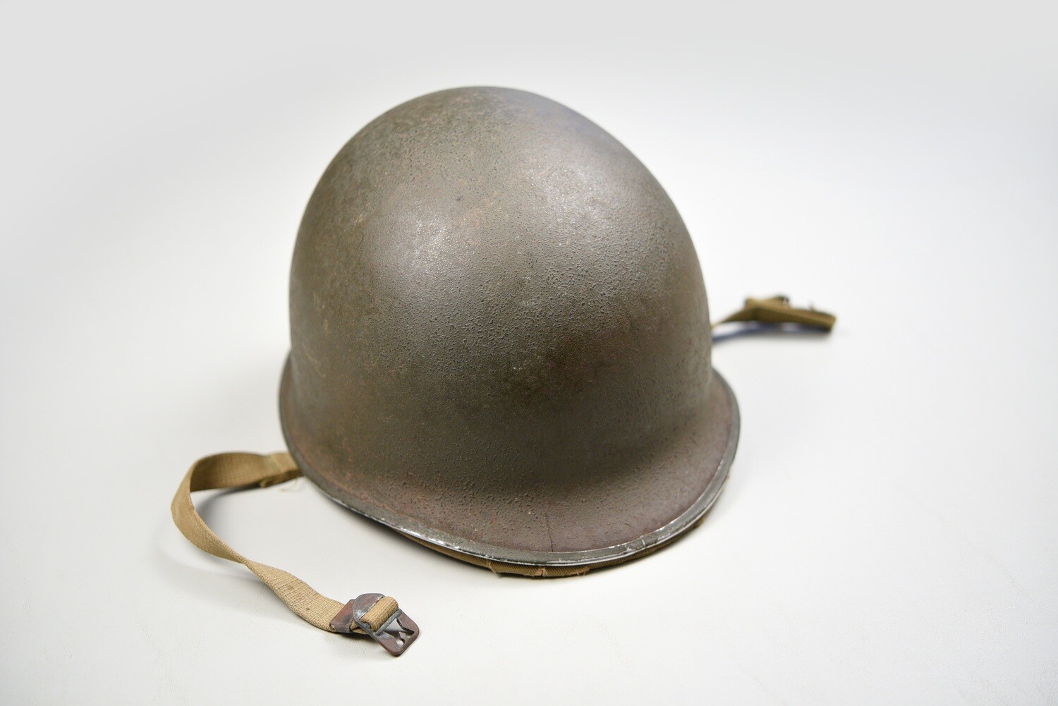 WWII U.S. M1 STEEL HELMET w/1st TYPE HAWLEY LINER - IDENTIFIED