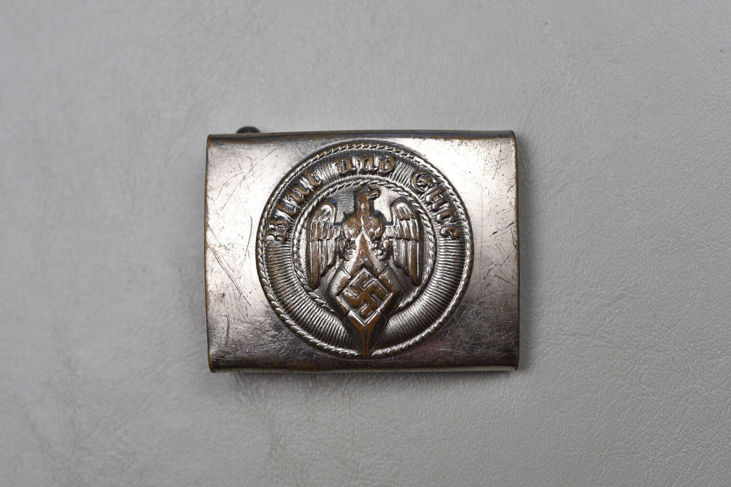 WWII GERMAN HITLER YOUTH BUCKLE - CHROME &amp; MARKED