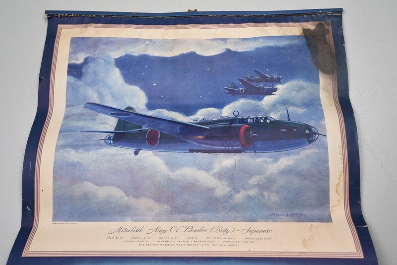 WWII U.S. WALL CALENDAR w/CHARLES HUBBELL AXIS AIRCRAFT WAR ART