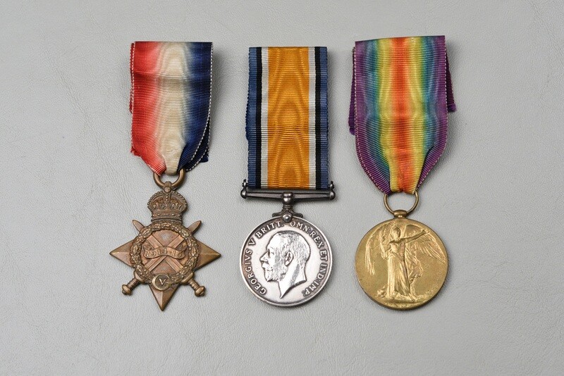 WWI BRITISH 1914-15 STAR TRIO TO PTE W.A. BAINES, RIF. BRIG. WWI BRITISH 1914-15 STAR TRIO TO PTE W.A. BAINES, RIF. BRIG.