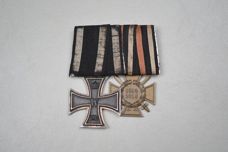 WWI GERMAN 1914 IRON CROSS/CROSS OF HONOR 2-PLACE MEDAL BAR WWI GERMAN 1914 IRON CROSS/CROSS OF HONOR 2-PLACE MEDAL BAR