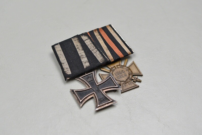 WWI GERMAN 1914 IRON CROSS/CROSS OF HONOR 2-PLACE MEDAL BAR