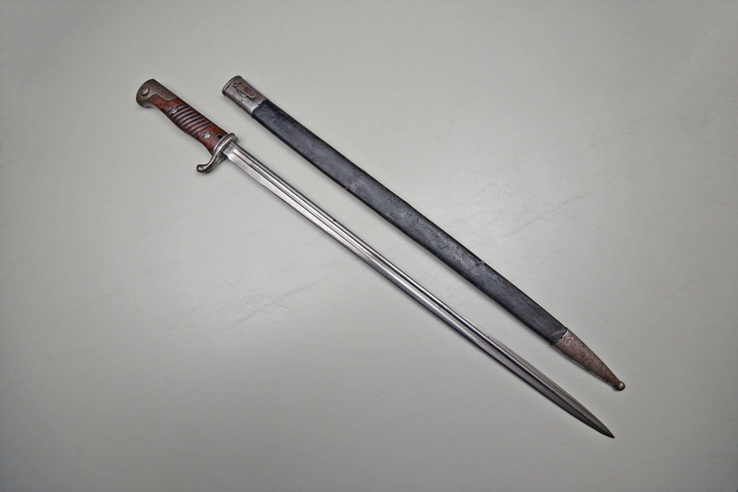 WWI GERMAN G98 QUILL BACK BAYONET &amp; SCABBARD – PRE-WAR