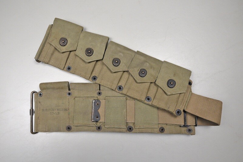 WWII U.S. MODEL 1923 10 POCKET CARTRIDGE BELT DATED 1943 - BURLINGTON MILLS INC.