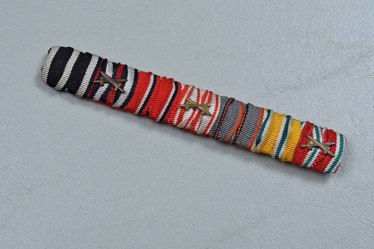 WWI IMPERIAL GERMAN 1914 IRON CROSS 7-PLACE RIBBON BAR - DOUBLE DRAPED