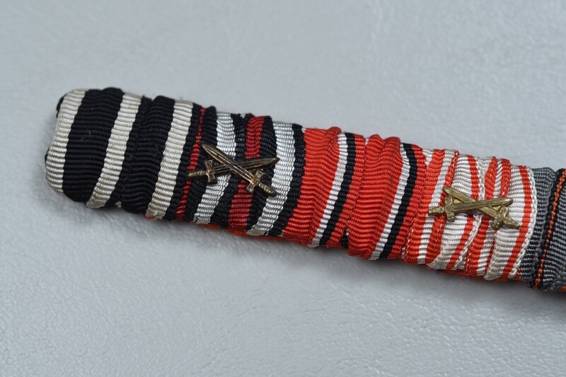 WWI IMPERIAL GERMAN 1914 IRON CROSS 7-PLACE RIBBON BAR - DOUBLE DRAPED