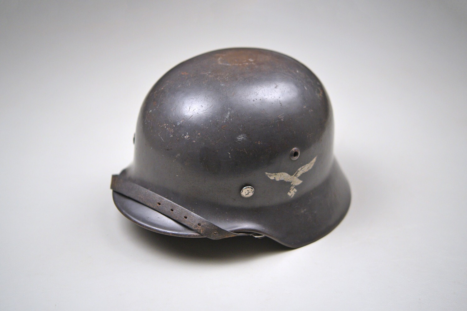 WWII GERMAN M1935 LUFTWAFFE DOUBLE DECAL HELMET - COMPLETE