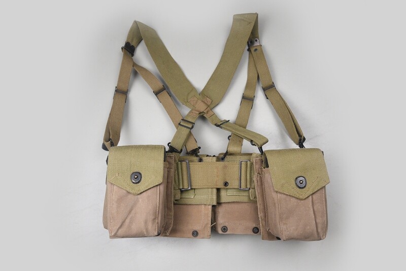 WWII U.S. BROWNING AUTOMATIC RIFLE MAGAZINE BELT w/SUSPENDERS - DATED 1942