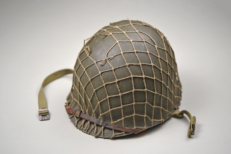 WWII U.S. M1 STEEL HELMET w/OD INVASION NET