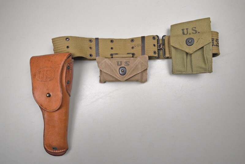 WWII U.S. M1911 HOLSTER & PISTOL BELT RIG - DATED 1942