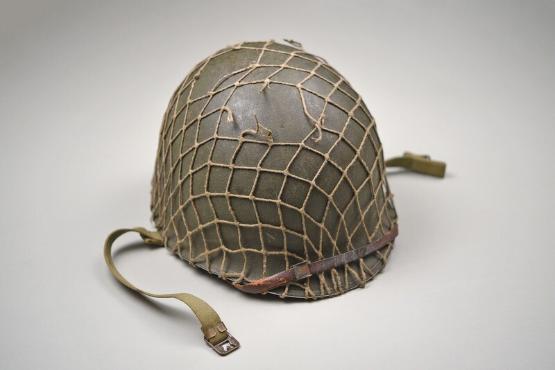 WWII U.S. M1 STEEL HELMET w/OD INVASION NET WWII U.S. M1 STEEL HELMET w/OD INVASION NET