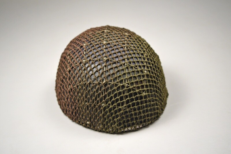 WWII BRITISH PARATROOPER HELMET w/CAMO PAINT & NET - COMPLETE & EXCELLENT, DATED 1944