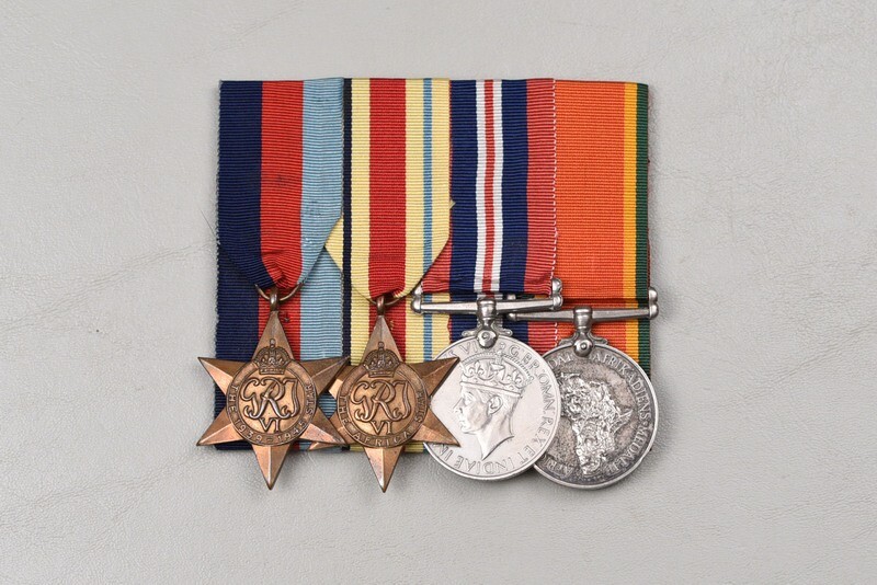 WWII BRITISH NORTH AFRICA 4-PLACE MEDAL BAR TO SOUTH AFRICAN - PARADE MOUNTED