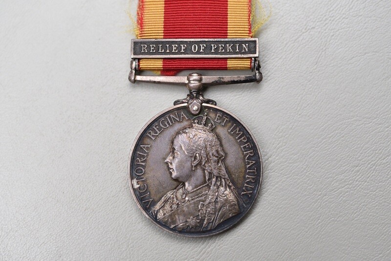BRITISH VICTORIAN 3rd CHINA WAR SERVICE MEDAL w/BAR "RELIEF OF PEKIN" TO RWF