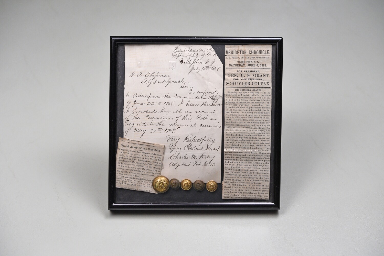 CIVIL WAR GAR BUTTON &amp; DOCUMENT GROUP