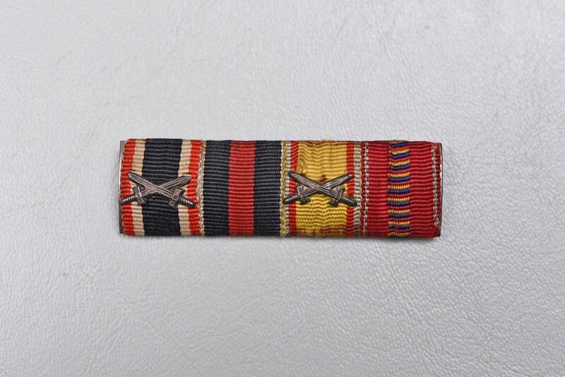 WWI GERMAN 4-PLACE RIBBON BAR w/1939 WMC, 1914-18 CROSS & ROMANIAN MEDALS