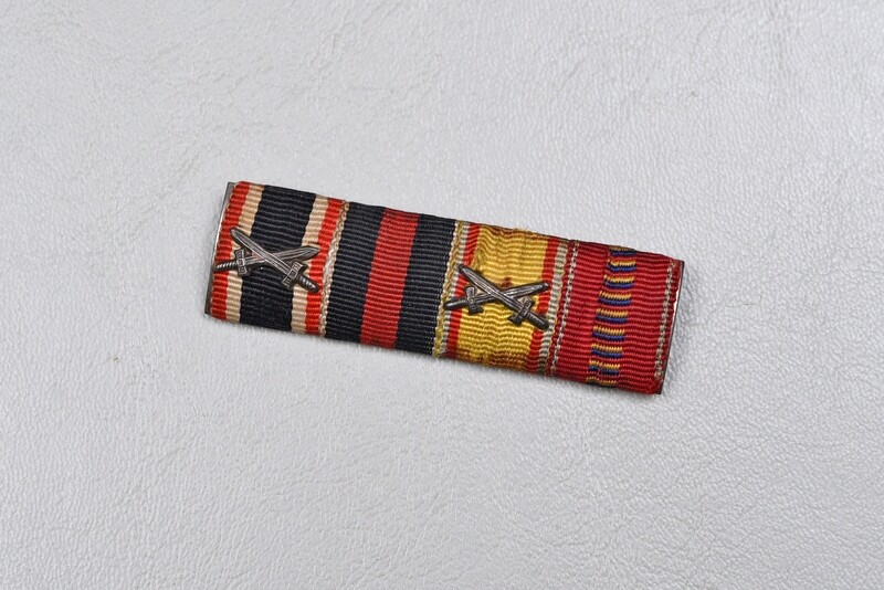 WWI GERMAN 4-PLACE RIBBON BAR w/1939 WMC, 1914-18 CROSS &amp; ROMANIAN MEDALS