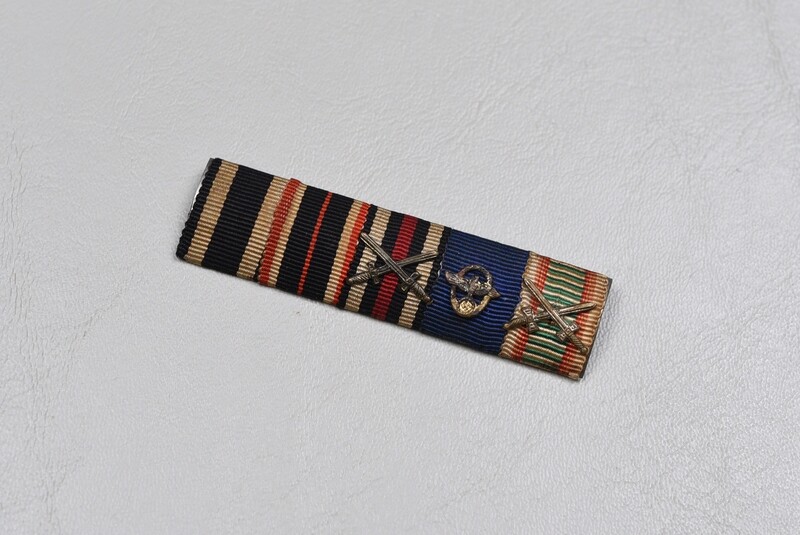 WWI GERMAN 1914 IRON CROSS 5-PLACE RIBBON BAR w/4 YEAR POLICE DECORATION