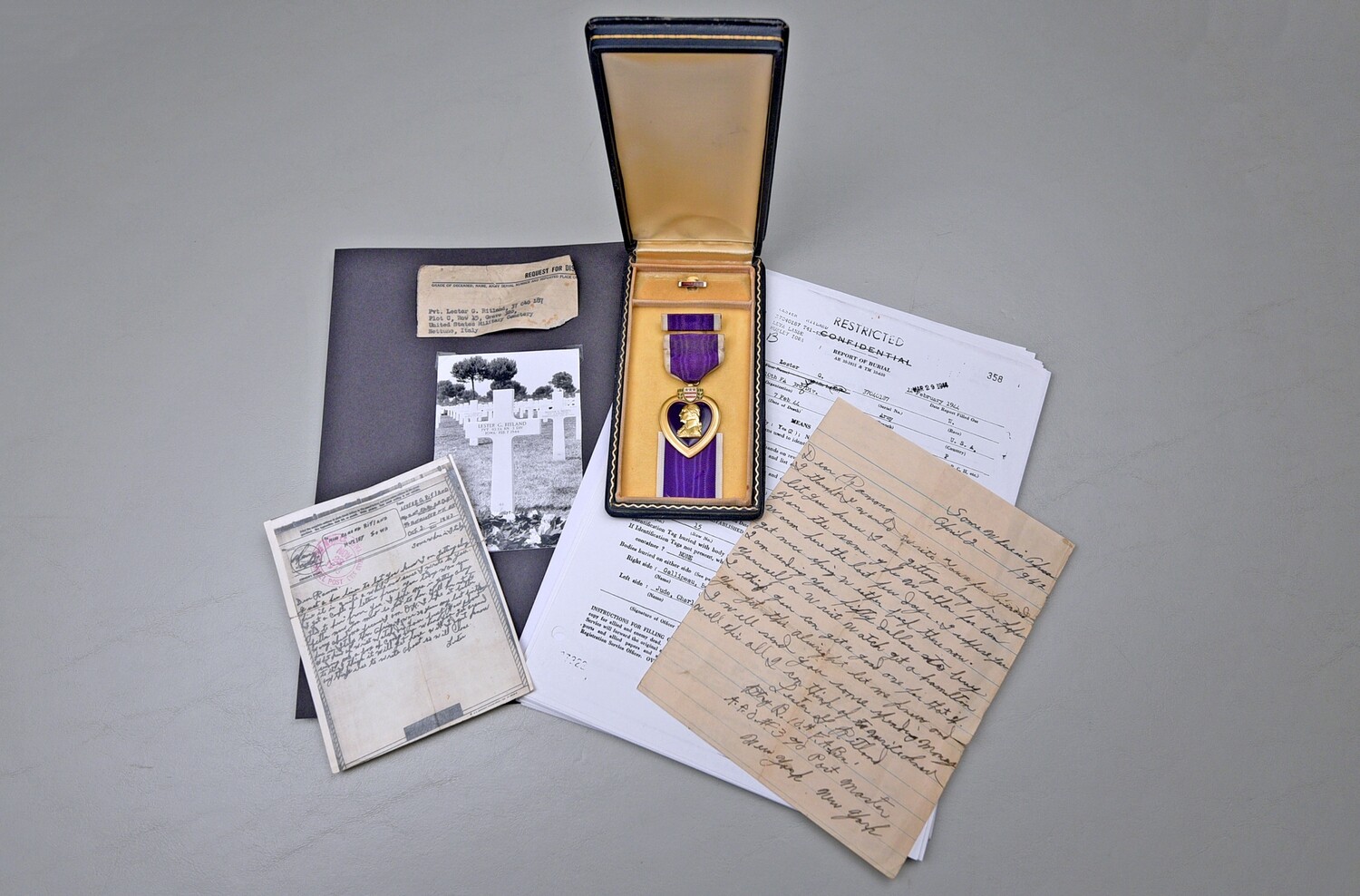 WWII U.S. PURPLE HEART MEDAL TO 10th FIELD ARTILLERY, 3rd INFANTRY DIVISION - KIA
