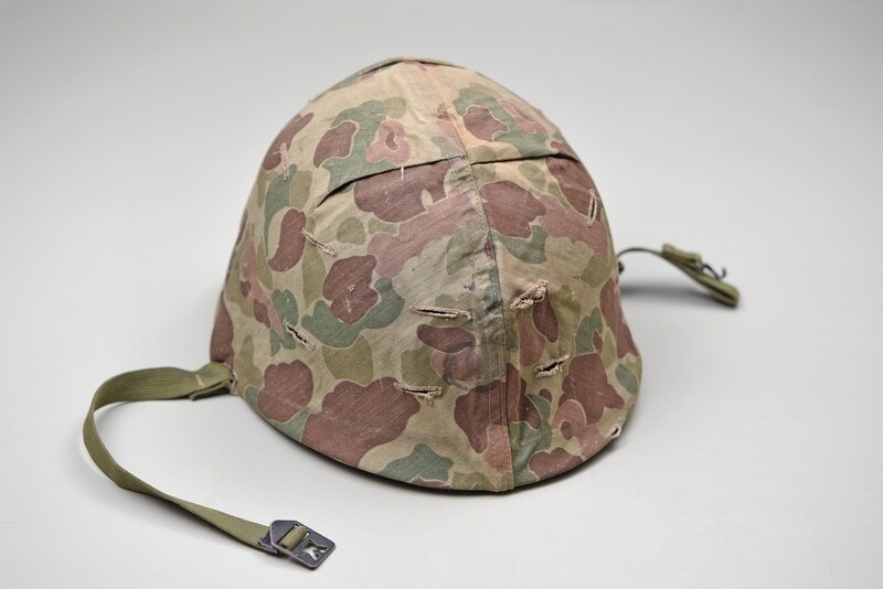 KOREAN WAR U.S. MARINE CORPS M1 STEEL HELMET w/COVER – REAR SEAM SCHLUETER SHELL KOREAN WAR U.S. MARINE CORPS M1 STEEL HELMET w/COVER – REAR SEAM SCHLUETER SHELL