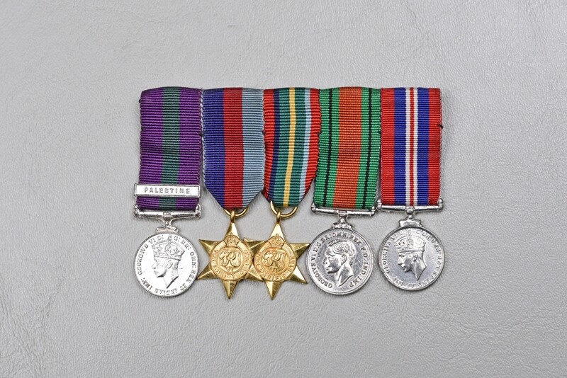 WWII BRITISH 5-MEDAL MINIATURE MEDAL BAR GROUP WWII BRITISH 5-MEDAL MINIATURE MEDAL BAR GROUP
