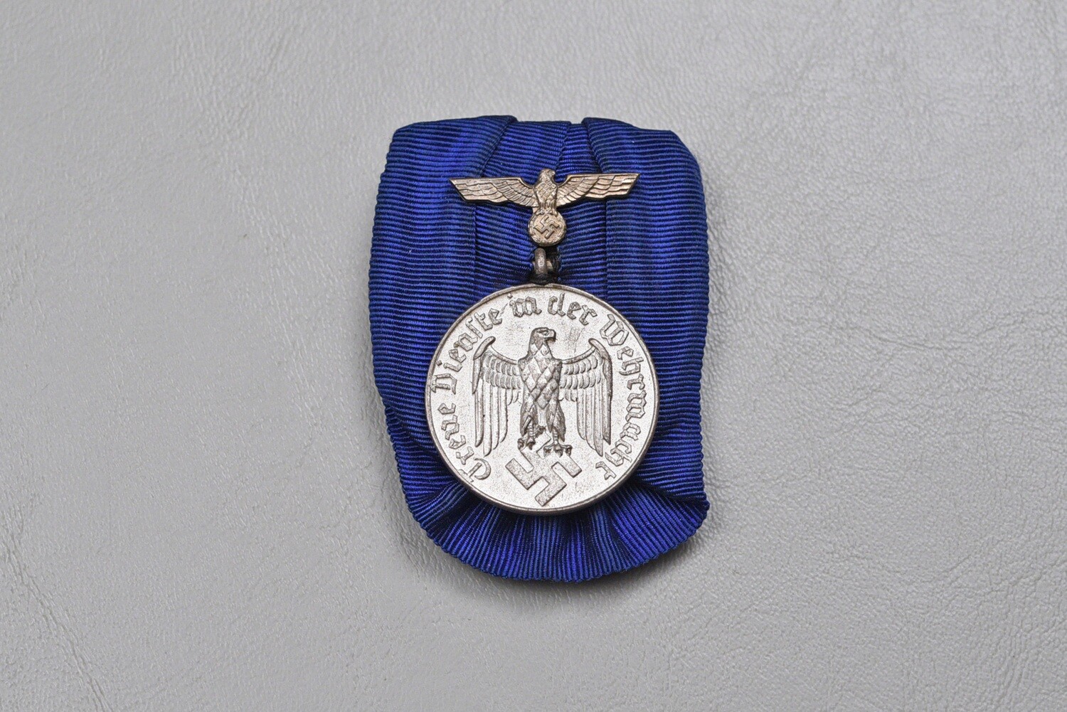 WWII GERMAN 4-YEAR SERVICE MEDAL ON PARADE MOUNT