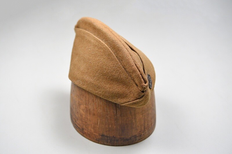 WWI U.S. ENLISTED OVERSEAS CAP w/FRENCH LOCATIONS WRITTEN ON INTERIOR
