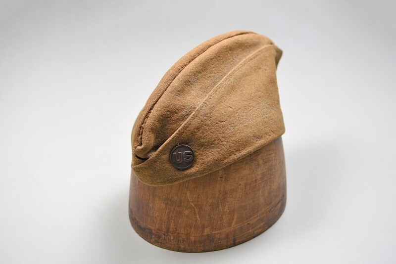 WWI U.S. ENLISTED OVERSEAS CAP w/FRENCH LOCATIONS WRITTEN ON INTERIOR