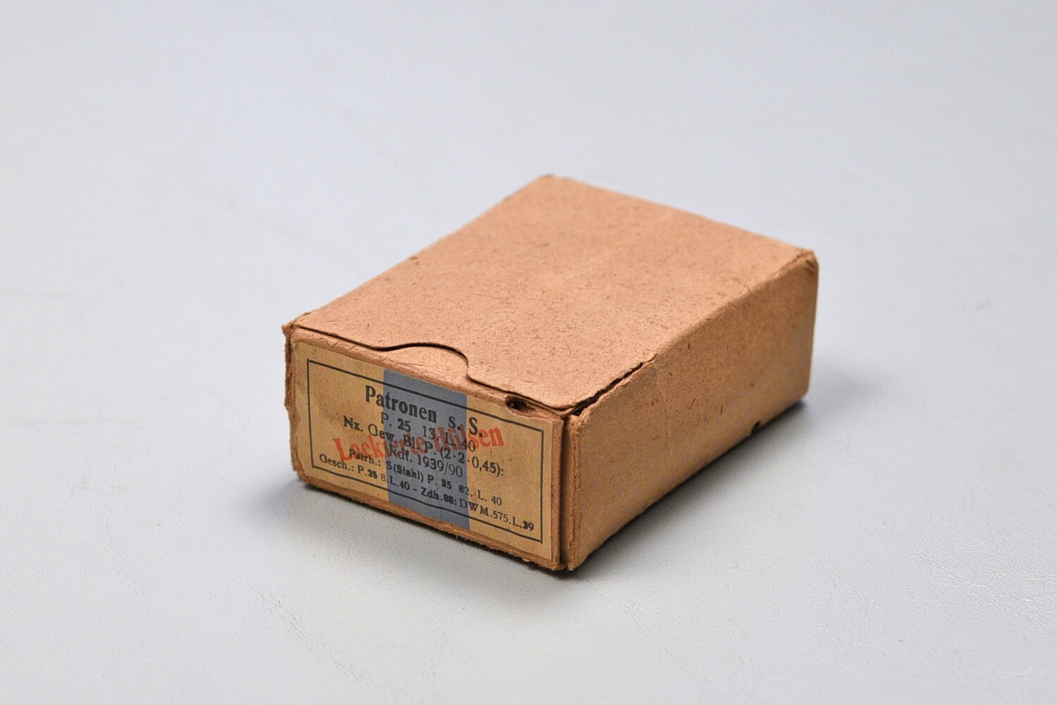 WWII GERMAN 8mm STEEL CASED AMMUNITION - 15 RDS IN ORIGINAL BOX w/LABEL
