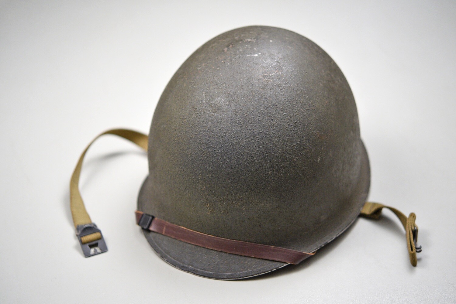 WWII U.S. M1 HELMET w/FRONT SEAM &amp; FIXED BALES - COMPLETE