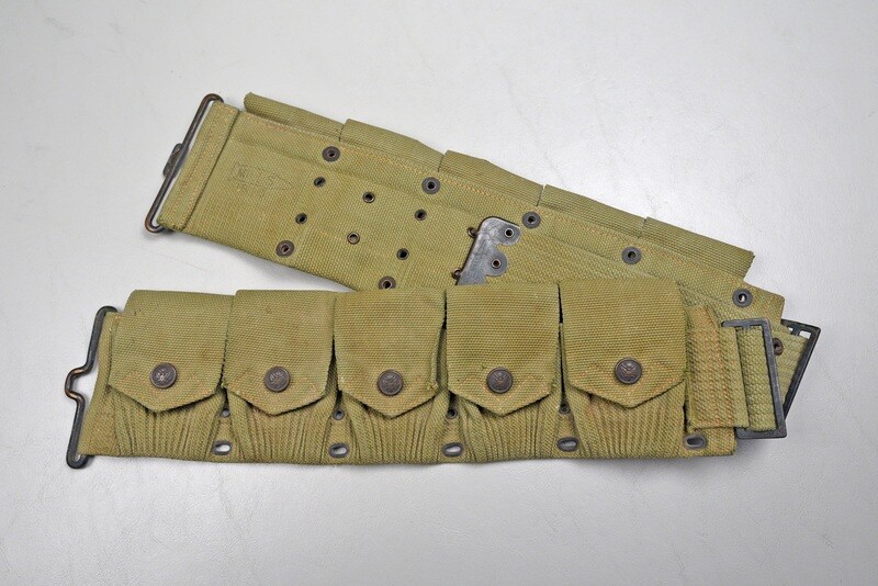 WWI U.S. PRE-WAR MILLS M1910 DISMOUNTED CARTRIDGE BELT w/RIMMED EAGLE SNAPS